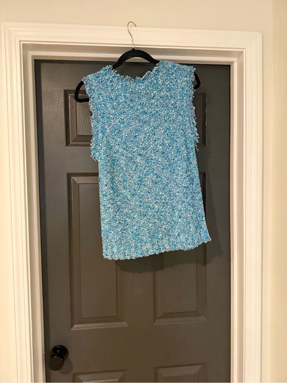 J. Crew Tweed Blue Textured Sleeveless Sweater Vest size Large